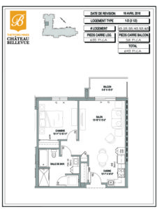 Château Bellevue Thetford Mines – résidence pour aînés – plan logement 3½ 1D