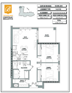 Château Bellevue Thetford Mines – résidence pour aînés – plan logement 4½ 1A
