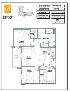 Château Bellevue Thetford Mines – résidence pour aînés – plan logement 4½ 1K